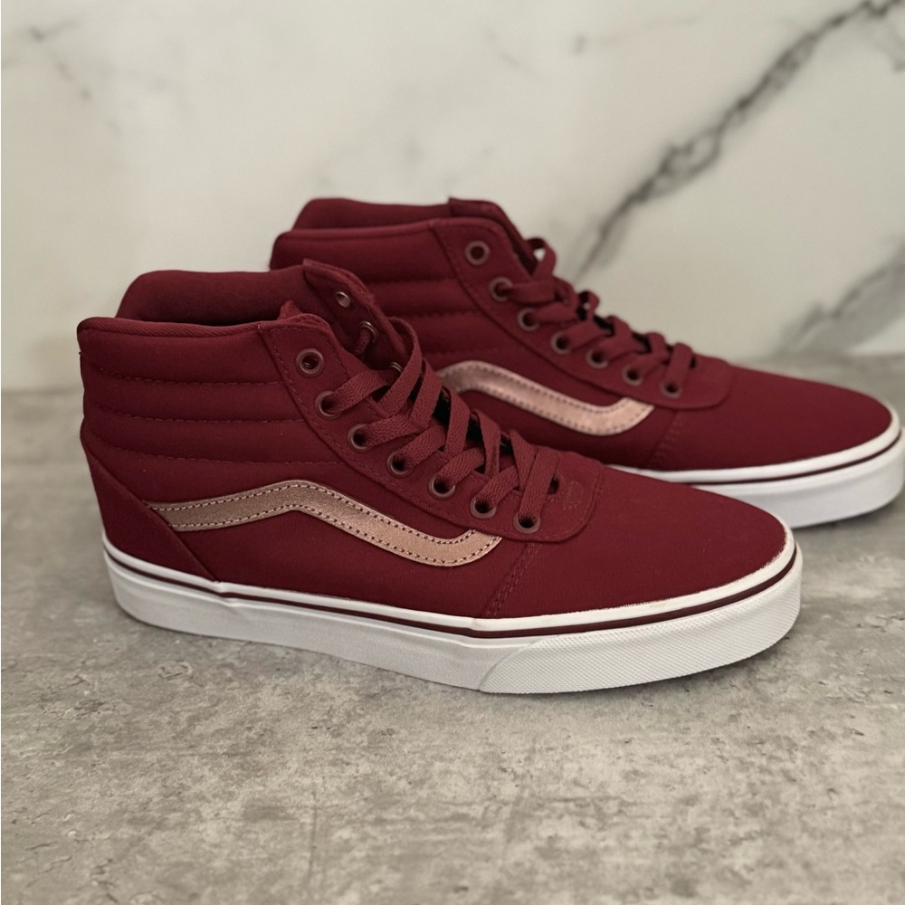Vans Burgundy and Rose Hold Ward High-Top Sneakers